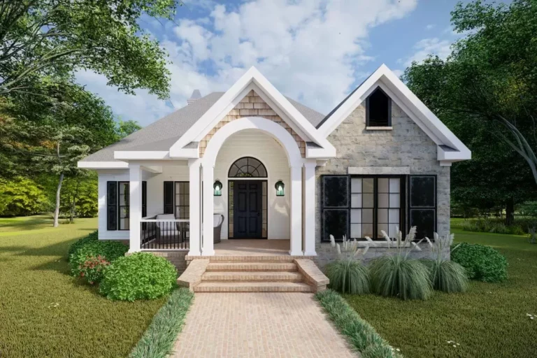 1,108 S.F. 2 Bedroom European Cottage Home with Stone Accents