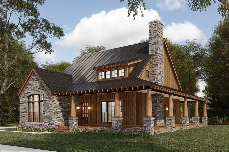 2006 Sq Ft Rustic Retreat with Soaring Ceilings and a Heartwarming Hearth (Floor Plan)