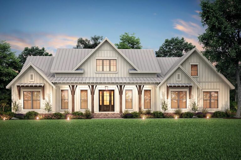 3-Bed Modern Farmhouse with Optional Bonus Room (House Plan)