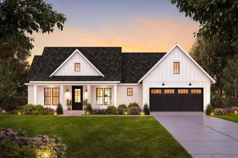 4-Bed Modern Farmhouse Plan Under 2000 Square Feet (Floor Plan)