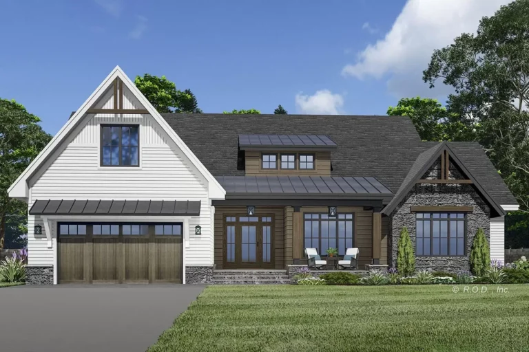 One-Level Modern Farmhouse Plan Under 2300 Square Feet with Home Office – A Modern Farmhouse with Heart and Style