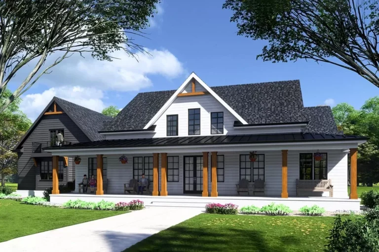 3-Bed Craftsman Home with Ample Porches and a Heartwarming U-Shaped Kitchen (Floor Plan)