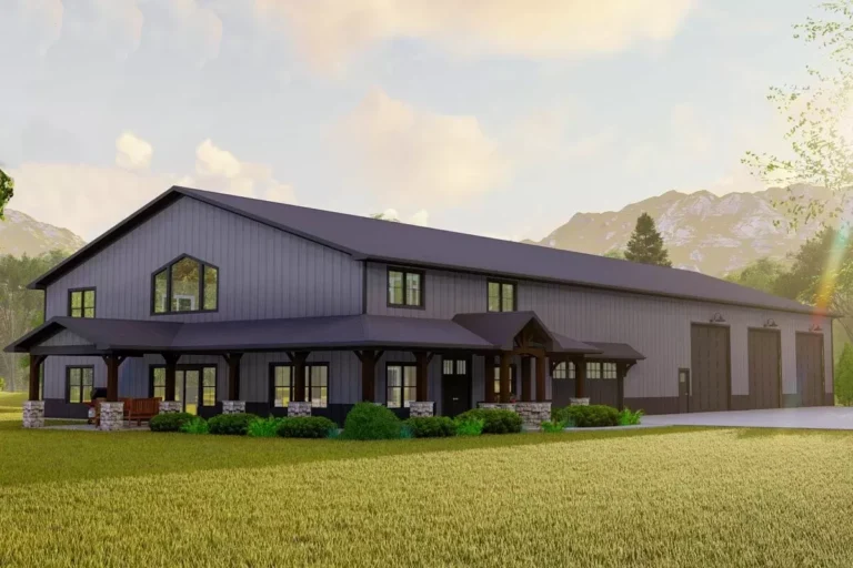 Shouse with Two-story Great Room, a Car Show Room and a Home Office (Floor Plan)