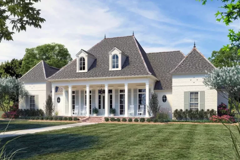 4-Bed French Country House Plan with Home Office and Expansive Outdoor Living (Floor Plan)