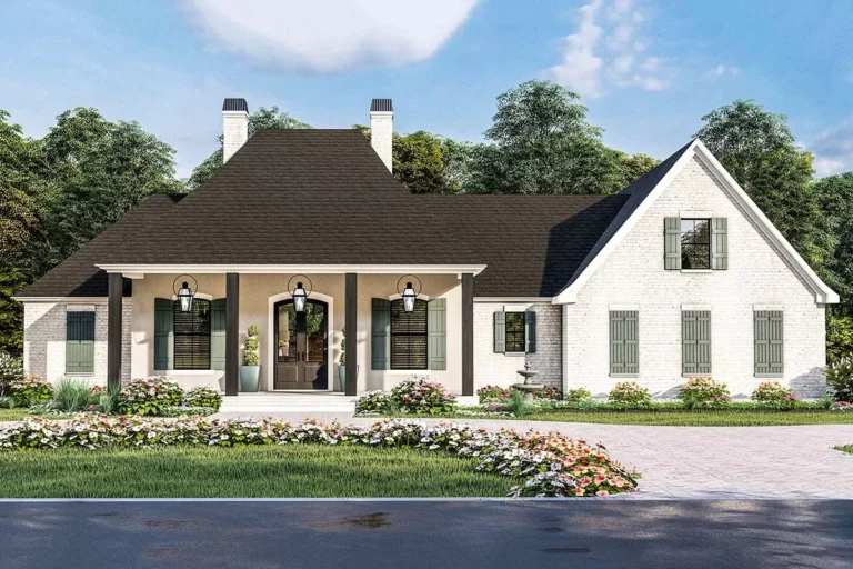 4-Bed French Country House Plan with Summer Kitchen (Floor Plan)