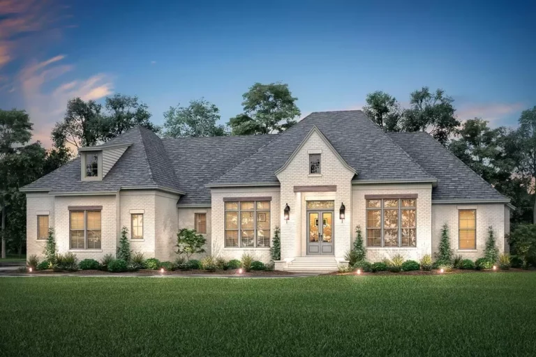4-Bed Open Concept French Country House Plan with Bonus Room Expansion (Floor Plan)
