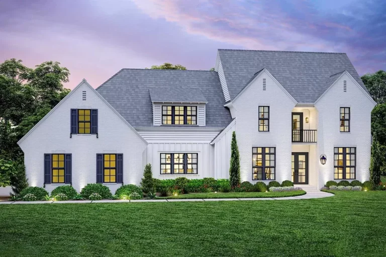 5-Bed Transitional Farmhouse Under 4000 Square Feet with 2-Sided Fireplace (Floor Plan)