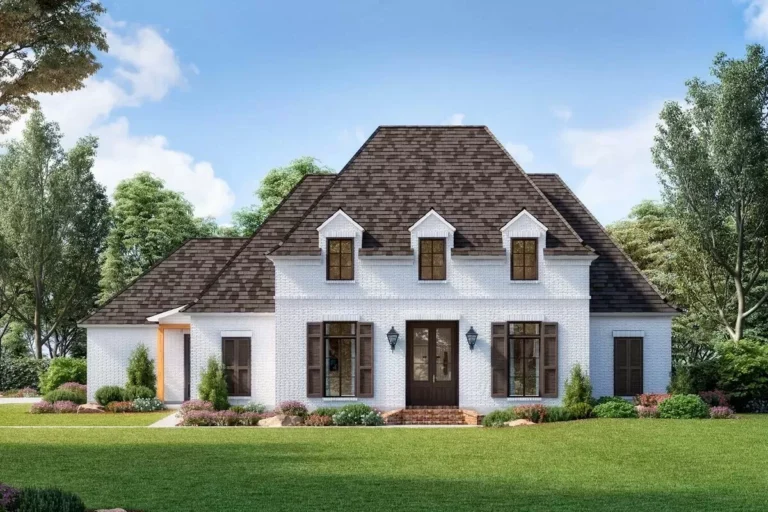 Charming French Country House Plan with Open Concept Living Space (Floor Plan)