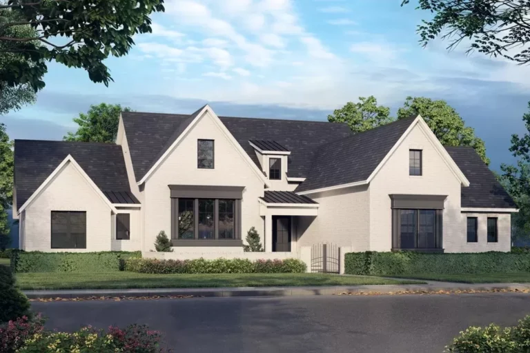 Charming 3-bed Transitional House Plan with Courtyard and Rear Porches (Floor Plan)