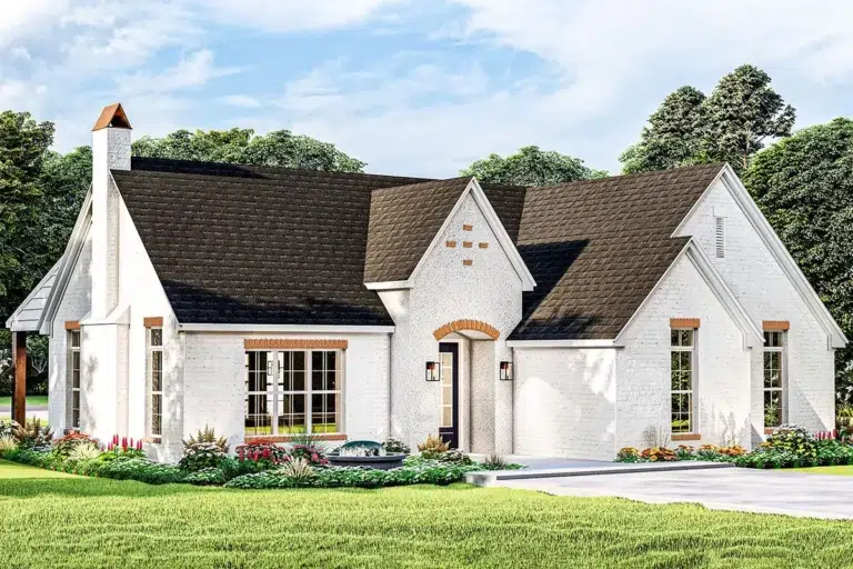 Darling French Country Cottage with Vaulted Ceiling (Floor Plan)