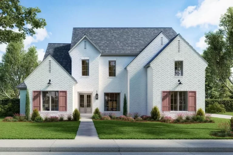 Exclusive 2-Story Acadian House Plan with 2-Sided Fireplace (Floor Plan)