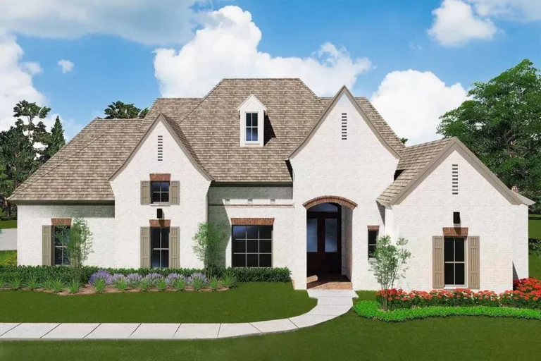French Country Home with 3 Fireplaces (Floor Plan)