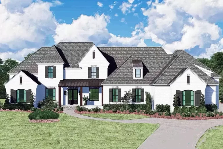 French Country House Plan with Private Study and Bonus Room (Floor Plan)