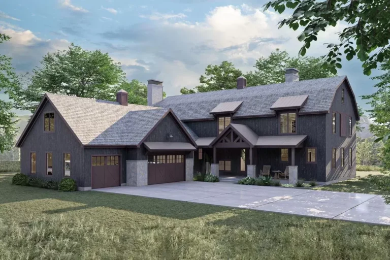 Beautiful Barndominium-Style House Plan with Large 3-Car Garage (Floor Plan)