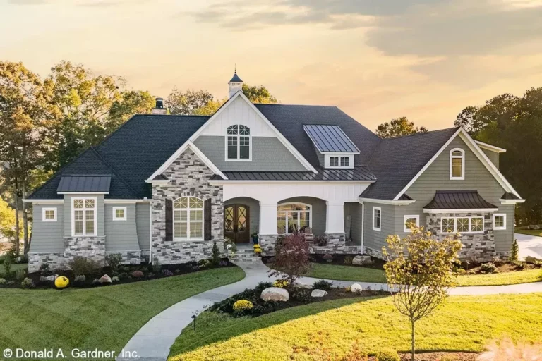 Hillside-Walkout Craftsman Home Plan with Sunroom Off Master Suite (Floor Plan)
