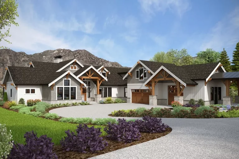 Multi-Gabled Craftsman Home Plan Designed for Indoor Outdoor Living (Floor Plan)