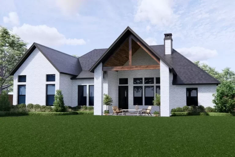 One-Story Split Bedroom Transitional Tudor Home Plan (Floor Plan)