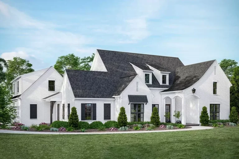 Southern Tudor Home Plan with Screened Porch and Keeping Room (Floor Plan)