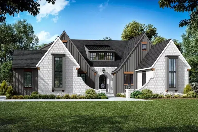 Transitional House Plan Under 2,000 Square Feet with Nearly Perfect Symmetrical Face (Floor Plan)