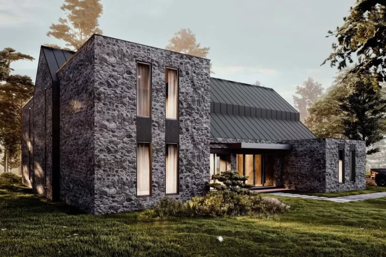 2-Story Modern Home Plan with 4 Bedrooms and 2-Story Living Room – 5858 Sq Ft (Floor Plan)