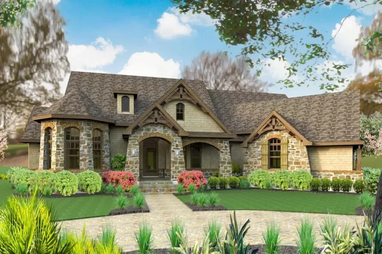 3-Bed Stone Cottage with 2-Car Garage and Upper Level Bonus Rooms (Floor Plan)