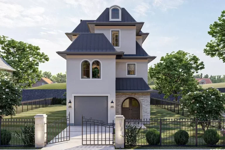 3 Story 25' Wide French County Style House Plan with Elevator (Floor Plan)