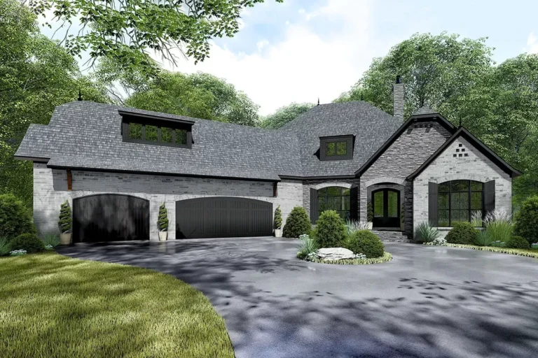 4-Bed French Country Home Plan with Safe Room (Floor Plan)
