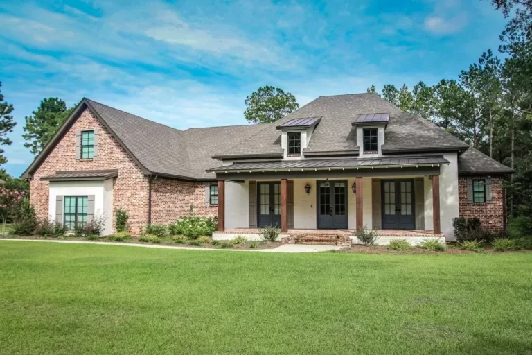 4-Bedroom Modern French Country House Plan with Home Office and Bonus Room (Floor Plan)