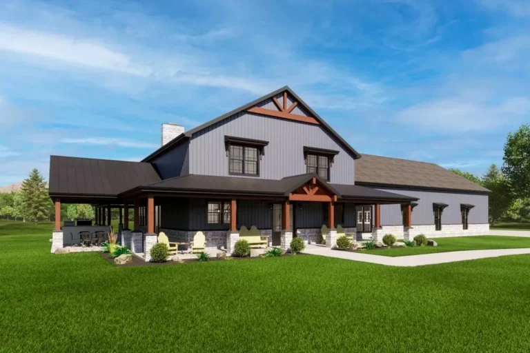 Barndominium-Style House Plan with Garage Viewing Room (Floor Plan)