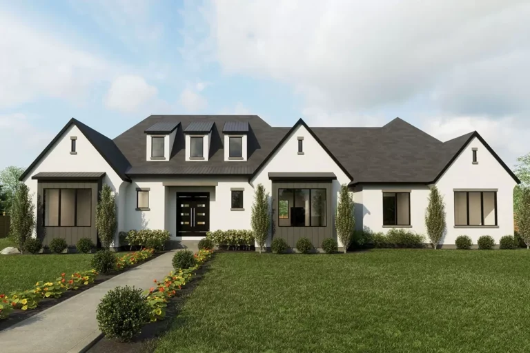 Contemporary 3-Bed Farmhouse Plan Under 2900 Square Feet with 2-Car Garage (Floor Plan)
