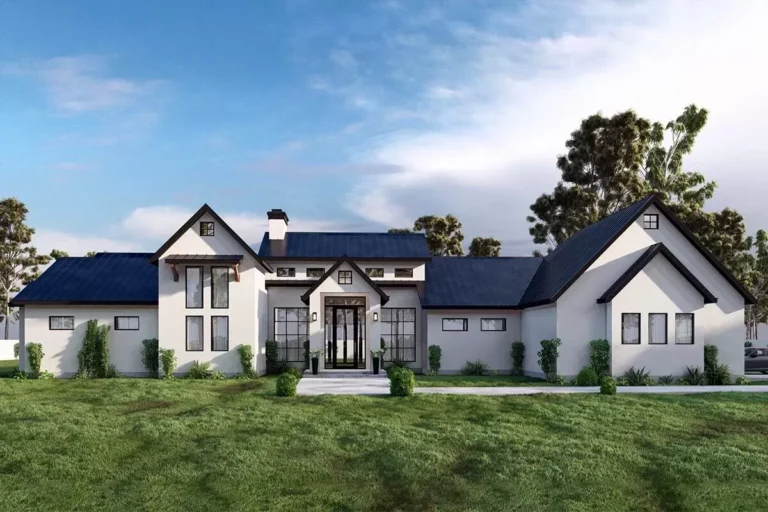 Contemporary Hill Country House Plan Under 3600 Square Feet with 12-Foot-Deep Back Porch (Floor Plan)