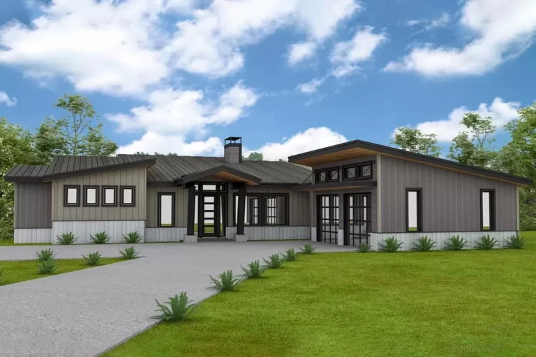 Contemporary Mountain Home Plan with Incredible View To The Back (Floor Plan)