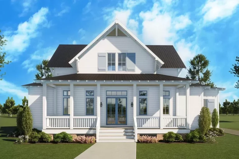 Exclusive Country Cottage Plan with Screened Porch and Bunk Room (Floor Plan)