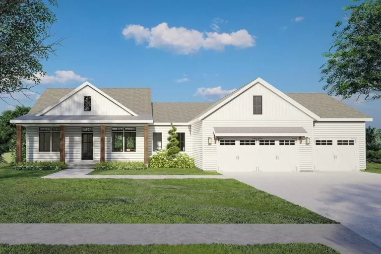 Exclusive Farmhouse House Plan for Sloped Lot (Floor Plan)