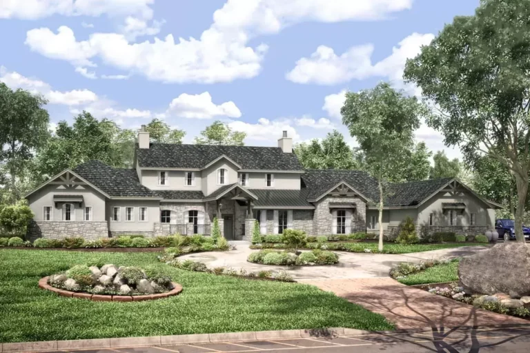 Exclusive Hill Country Home Plan with Media and Game Rooms (Floor Plan)