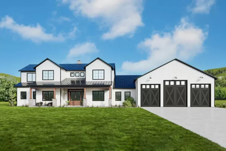 Exclusive Modern Farmhouse Plan with Oversized Garage (Floor Plan)