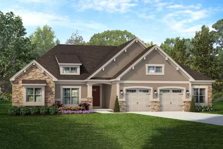 Exclusive One-Level Craftsman House Plan with Vaulted Covered Porch (Floor Plan)