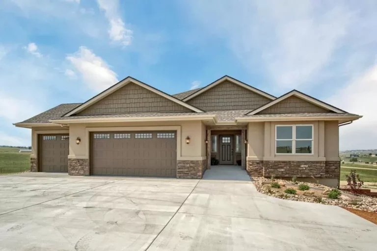Exclusive Shingle, Stone and Stucco One-story Craftsman Home Plan for the Rear-sloping Lot (Floor Plan)