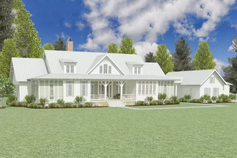 Exclusive Southern Home Plan with Detached 3-Car Garage (Floor Plan)