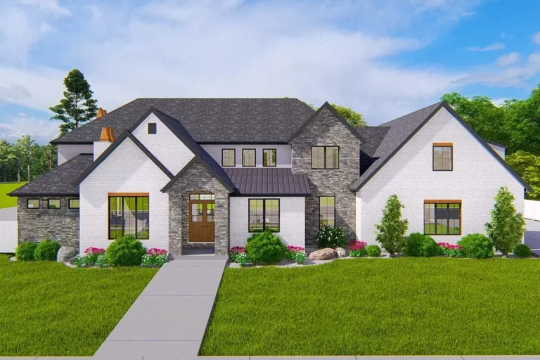 Luxury New American Home Plan with Sport Court (Floor Plan)