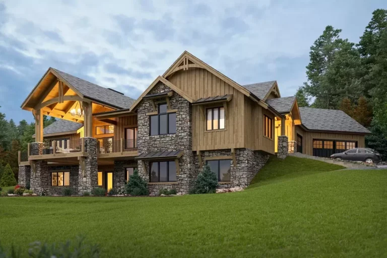 Mountain Craftsman Home Plan with Angled Garage – 3063 Sq Ft (Floor Plan)