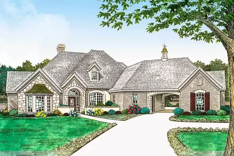 Old World French Country Home Plan (Floor Plan)