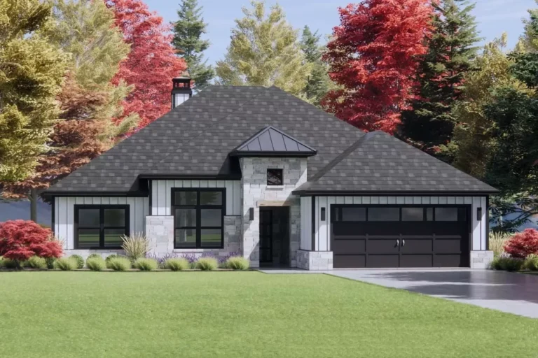 One-Story Transitional House Plan with Open Concept Layout – 2016 Sq Ft (Floor Plan)