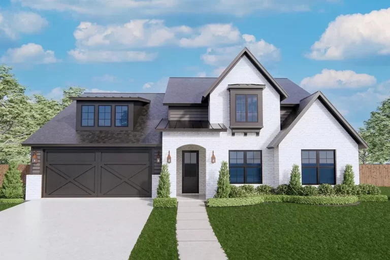 One-story Transitional Home Plan with 15'-high Flex Room (Floor Plan)
