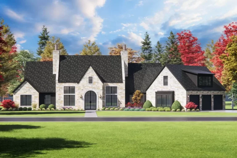 Transitional House Plan with 4 Beds and Angled Garage – 3817 Sq Ft (Floor Plan)