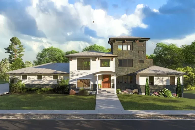 Transitional House Plan with Rooftop Deck and Two Home Offices (Floor Plan)
