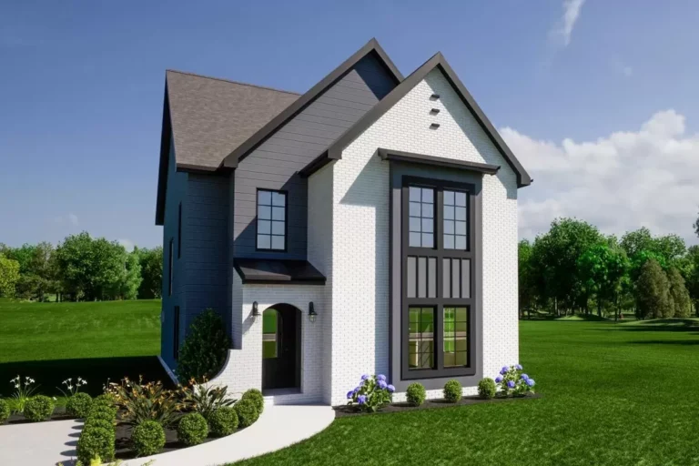 Transitional Tudor Home Plan with 3 Bedrooms with a 25-Feet Wide Footprint (Floor Plan)
