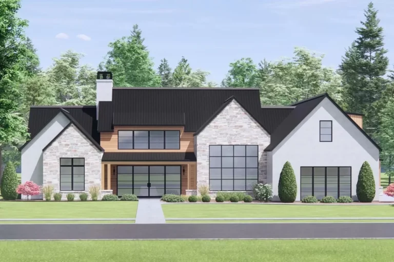 3565 Square Foot Contemporary House Plan with 3-Car Garage (Floor Plan)