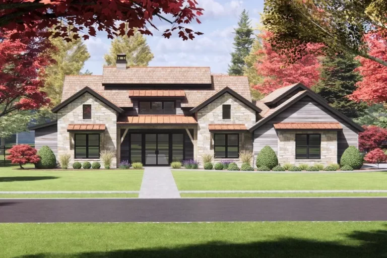 4 Bed Modern Hill Country House Plan Under 3000 Square Feet with Vaulted Interior (Floor Plan)
