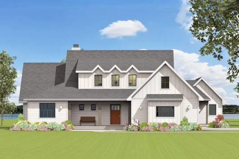 Flexible Modern Farmhouse with Home Office and Bonus Room (Floor Plan)
